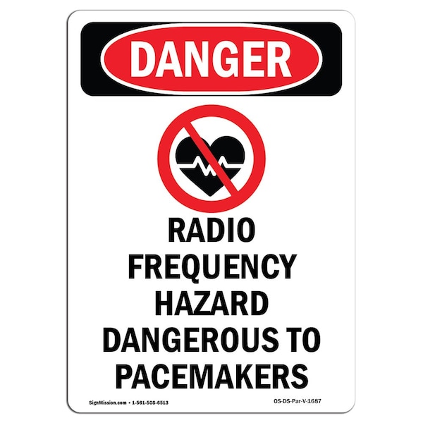 Safety Sign, OSHA Danger, 24" Height, Aluminum, Radio Frequency Hazard, Portrait